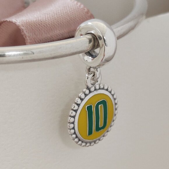 Pandora Neymar Pelé Brazil Exclusive Futból Soccer Jersey 10 Dangle Charm - Picture 4 of 6